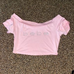 BEBE cropped pink t shirt Y2K